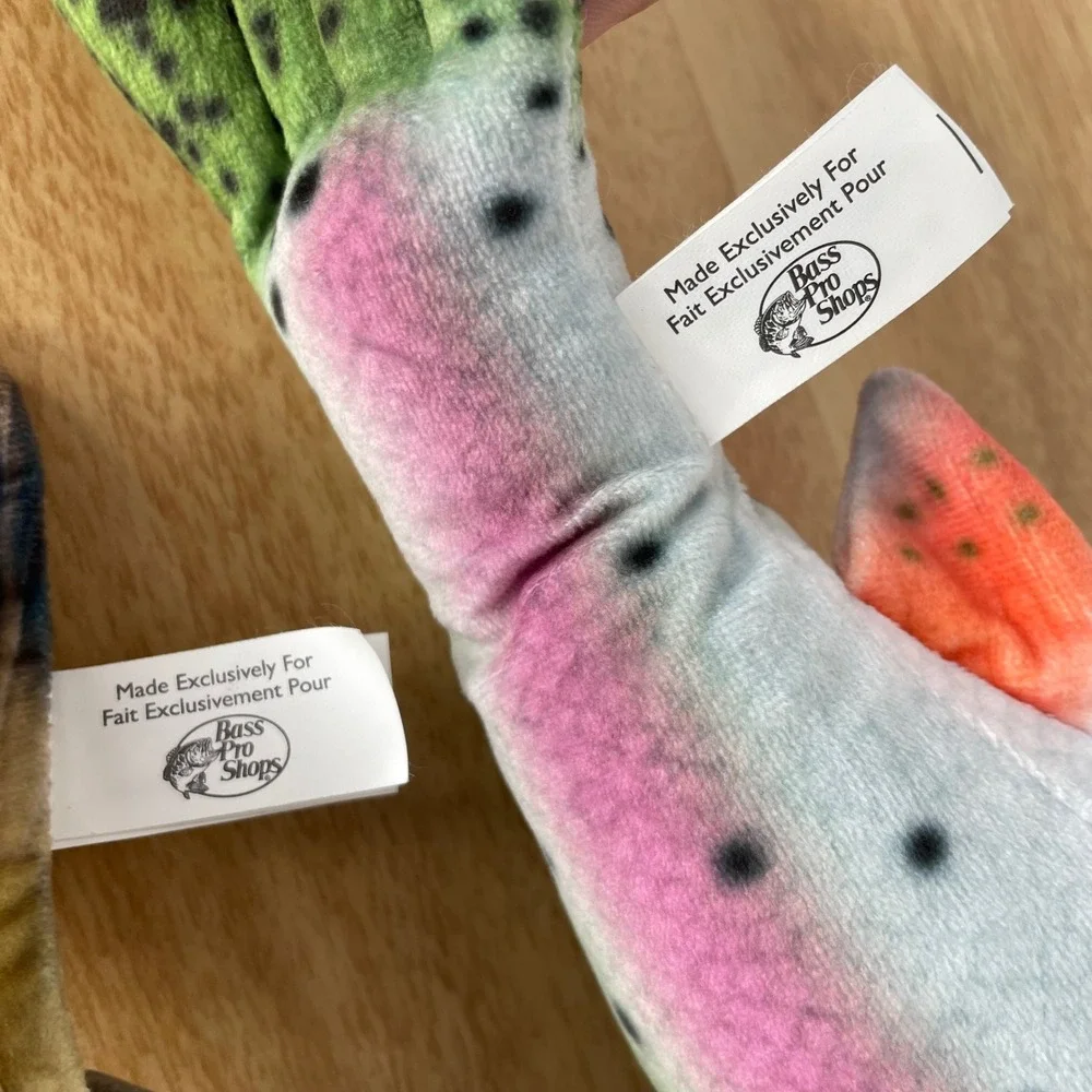 Bass Pro Shops Plush Fish Set Rainbow Trout and Catfish Realistic Stuffed Toys